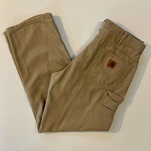 Carhartt Mens No Tag Measures 33x32 Work Pants Relaxed Tan Khaki
